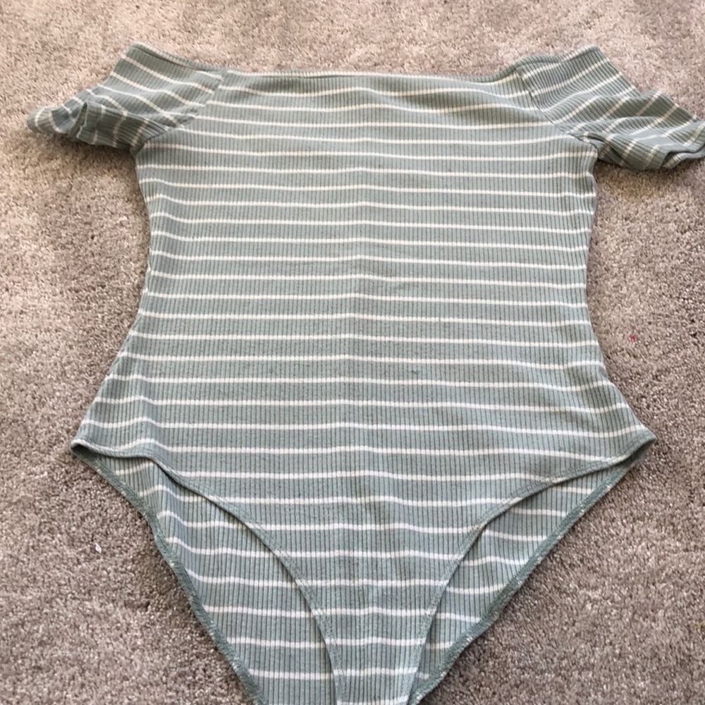Striped off the shoulder bodysuit